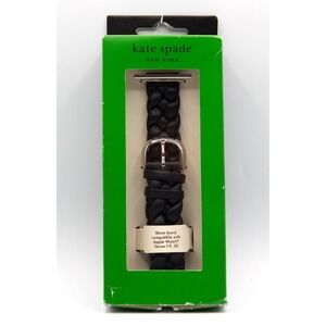 Kate Spade Black Braided Leather Apple Watch Band 18mm KSS0159E Series 1-9 SE